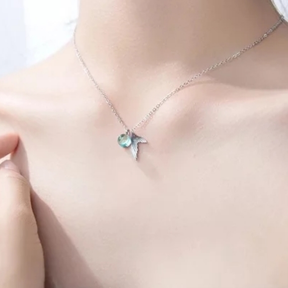 Sterling Silver S925 Mermaid Tail Necklace - Picture 2 of 13